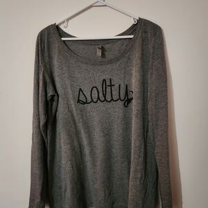 Next Level Apparel Charcoal Long Sleeve Tee with 'Salty' Print